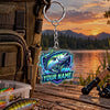 Maxcorners Electric Blue Fishing Splash Badge Personalized Name 2D Acrylic Keychain Ornament (8 Fish Species)