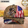 Maxcorners American Flag Marsh Camo Dog Hunting Multicolor Options Personalized Name 3D Cap