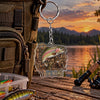 Maxcorners Antique Fishing Reel Badge Personalized Name 2D Acrylic Keychain Ornament (8 Fish Species)