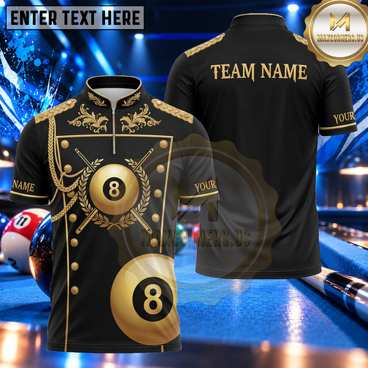Maxcorners Royal Heraldic Crest 8 Ball Pool Multiple Options Personalized Name, Team Name 3D Shirt