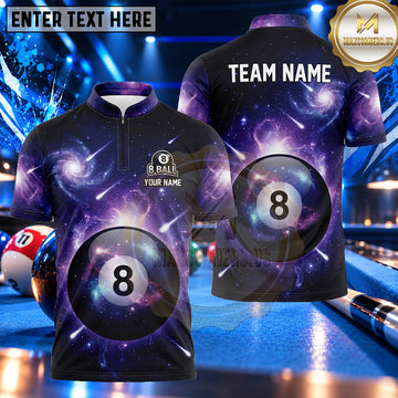 Maxcorners Deep Space Galaxy Nebula 8 Ball Pool Multiple Options Personalized Name, Team Name 3D Shirt