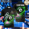 Maxcorners Cosmic Astronaut Galaxy 8 Ball Billiards Multiple Options Personalized Name, Team Name 3D Shirt