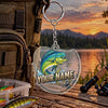 Maxcorners Minimalist Fishing Silhouette Personalized Name 2D Acrylic Keychain Ornament (8 Fish Species)