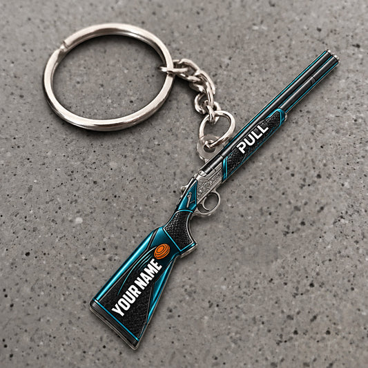 Maxcorners Shotgun Teal Flame Accent Design Custom Name Trap Shooting Custom Gift 2D Flat Acrylic Ornament, Keychain
