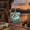 Maxcorners Blue Water Fishing Emblem Personalized Name 2D Acrylic Keychain Ornament (13 Fish Species)