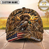 Maxcorners Torn Woodland Camo Sunset Scene Duck Hunting Dog Cap, Multiple Breeds Personalized Name 3D Cap