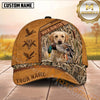 Maxcorners Duck Hunter Tan Leather Marsh Camo Dog Hunting Multicolor Options Personalized Name 3D Cap