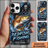 Maxcorners Fishing Skull Hook Grunge Artwork Multiple Options Personalized Name Phone Case (13 Fish Species)