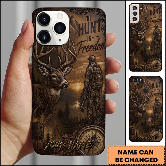 Maxcorners Hunting The Hunt Is Freedom Vintage Hunter Compass Multiple Options Personalized Name Phone Case