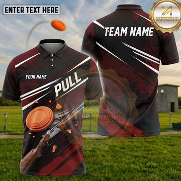 (5 Colors) Maxcorners Trap Shooting PULL Shotgun Clay Target Dynamic Slash Multiple Options Personalized Name, Team Name 3D Shirt