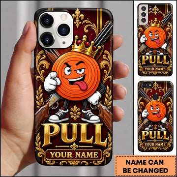 Maxcorners Trap Shooting Royal Clay Target Mascot Crown Design Personalized Name 3D Phone Case