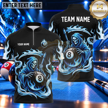 Maxcorners Mystic Hooded Reaper 8 Ball Pool Multiple Options Personalized Name, Team Name 3D Shirt