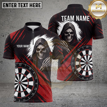 Maxcorners Darts Shirts Grim Reaper Dartboard Dark Gothic Artwork Multiple Options Personalized Name, Team Name 3D Shirt