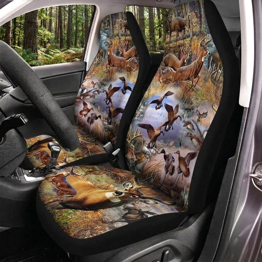 Maxcorners Deer Hunting Colorful Forest Wildlife Car Seat Covers