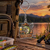Maxcorners Rustic Beer Mug Fishing Badge Personalized Name 2D Acrylic Keychain Ornament (13 Fish Species)