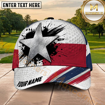 Maxcorners Golf Texas Star Distressed Flag Personalized Name 3D Cap