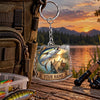 Maxcorners Golden Sunset Fishing Landscape Personalized Name 2D Acrylic Keychain Ornament (8 Fish Species)