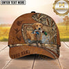 Maxcorners Rustic Leather Patch Marsh Camo Dog Hunting Multicolor Options Personalized Name 3D Cap