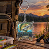 Maxcorners Bold Fishing Typography Artwork Personalized Name 2D Acrylic Keychain Ornament (8 Fish Species)