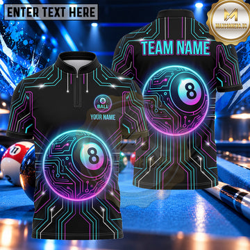 Maxcorners Cyberpunk Neon Circuit 8 Ball Pool Multiple Options Personalized Name, Team Name 3D Shirt