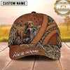 Maxcorners Rustic Brown Leather Cross Panel Duck Hunting With Dogs Multi Options Personalized Name 3D Cap