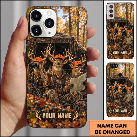 Maxcorners Deer Hunting Friends Autumn Forest Camp Personalized Name 3D Phone Case
