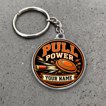 Maxcorners Trap Shooting Pull Power Shotgun Clay Target Badge Custom Name Custom Gift 2D Flat Acrylic Ornament, Keychain