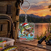 Maxcorners Christmas Holiday Fishing Artwork Personalized Name 2D Acrylic Keychain Ornament (8 Fish Species)
