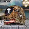 Maxcorners American Flag Cross Marsh Camo Dog Hunting Multicolor Options Personalized Name 3D Cap