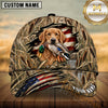 Maxcorners Patriotic Ripped Flag Marsh Camo Dog Hunting Multicolor Options Personalized Name 3D Cap