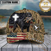 Maxcorners American Flag Cross Marsh Camo Dog Hunting Multicolor Options Personalized Name 3D Cap