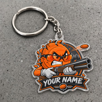 Maxcorners Personalized Funny Angry Clay Target Mascot Double Barrel Shotgun Custom Name Trap Shooting Custom Gift 2D Flat Acrylic Ornament, Keychain