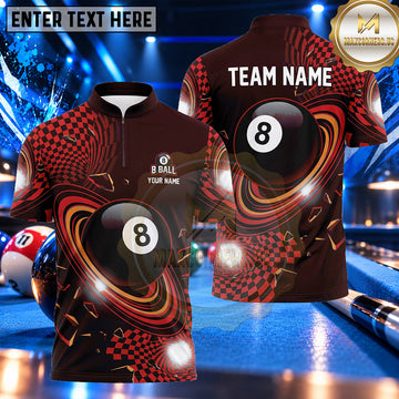 Maxcorners Abstract Racing Wave 8 Ball Pool Multiple Options Personalized Name, Team Name 3D Shirt