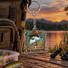 Maxcorners Rustic Wooden Sign Fishing Artwork Personalized Name 2D Acrylic Keychain Ornament (8 Fish Species)