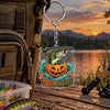 Maxcorners Halloween Pumpkin Fishing Artwork Personalized Name 2D Acrylic Keychain Ornament (13 Fish Species)