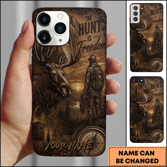 Maxcorners Hunting The Hunt Is Freedom Vintage Hunter Compass Multiple Options Personalized Name Phone Case