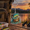 Maxcorners Rustic Fishing Gear Artwork Personalized Name 2D Acrylic Keychain Ornament (8 Fish Species)