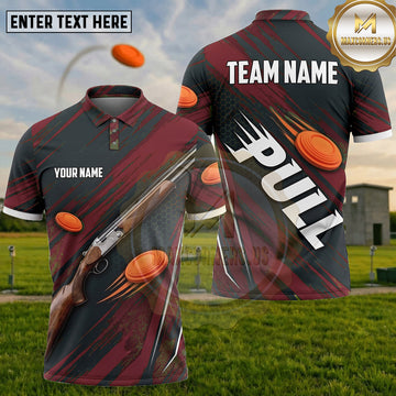 (5 Colors) Maxcorners Trap Shooting PULL Flying Clay Targets Motion Streaks Multiple Options Personalized Name, Team Name 3D Shirt