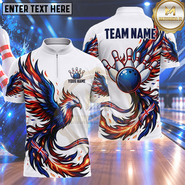 Maxcorners American Bowling Shirt Majestic Eagle Wing Artwork Multiple Options Personalized Name, Team Name 3D Shirt