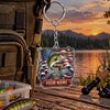 Maxcorners Patriotic American Flag Fishing Artwork Personalized Name 2D Acrylic Keychain Ornament (8 Fish Species)