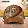 Maxcorners Cross Layered Leather Marsh Camo Dog Hunting Multicolor Options Personalized Name 3D Cap