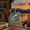 Maxcorners Metallic Silver Fishing Reel Artwork Personalized Name 2D Acrylic Keychain Ornament (8 Fish Species)