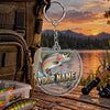 Maxcorners Minimalist Fishing Silhouette Personalized Name 2D Acrylic Keychain Ornament (8 Fish Species)