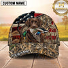 Maxcorners Patriotic American Flag Woodland Camo Duck Hunting Dog Cap, Multiple Breeds Personalized Name 3D Cap