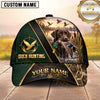 Maxcorners Luxury Green Leather Gold Accent Duck Hunting Dog Cap, Multiple Breeds Personalized Name 3D Cap