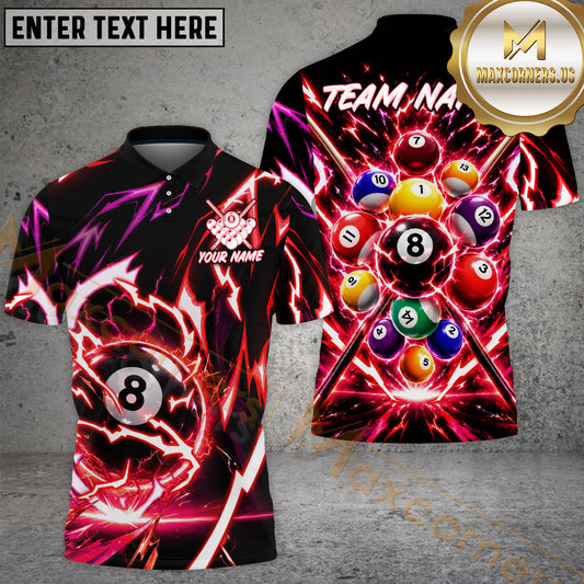 Maxcorners Billiards Pool 8 Ball Lightning Break Shot Design Multiple Options Personalized Name, Team Name 3D Shirt