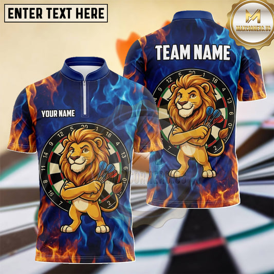Maxcorners Lion Champion Dynamic Flame Dartboard Multiple Options Personalized Name, Team Name 3D Shirt