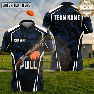 (5 Colors) Maxcorners Trap Shooting PULL Shotgun Clay Target Framed Design Multiple Options Personalized Name, Team Name 3D Shirt