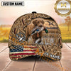 Maxcorners Patriotic Flag Duck Target Marsh Camo Dog Hunting Multicolor Options Personalized Name 3D Cap