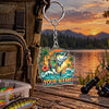 Maxcorners Tropical Floral Fishing Artwork Personalized Name 2D Acrylic Keychain Ornament (8 Fish Species)